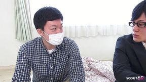 japanese step-father suprised virgin step-son with his first fuck by in uncensored japan porn with cum inside