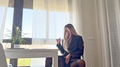 The boss fucked his hot secretary in heels and pantyhose