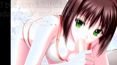 Brunette bombshell dominates guy with strapon in cartoon action