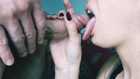 Sultry Italian beauty devours massive erect phallus in torrid oral&#x1F61C; escapade yielding succulent semen.