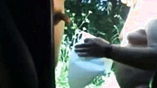 Granddad Deep throats Outdoors