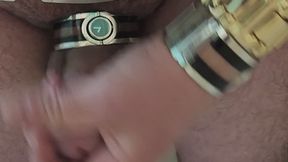 Another quick jerk off and cum with two gucci twirl wristwatches