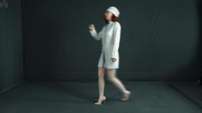 Virus or lab technician in a stretch film in a vacuum bed