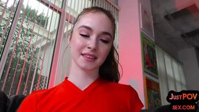 POV anal babe with medium boobs gets banged in asshole