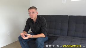 Skinny guy with glasses AJ Luis masturbates after interview