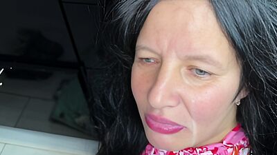 The stepmom got stuck in the washing machine and screamed for help, the stepson pulled her out, but first fucked her hard in anal, then she sucked and got cum on her face