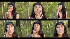 A break on the trail for a cigarette