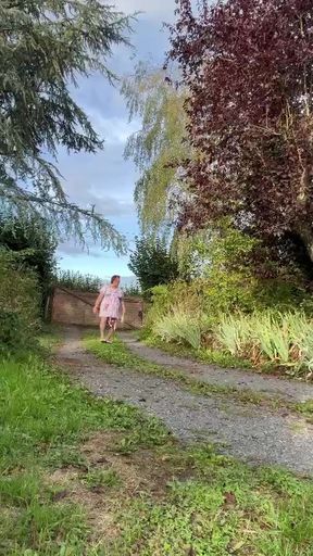Dressed in a little floral dress for an evening out
