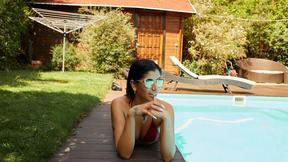 ”Perfect Latin beauty by the pool & inside”