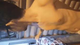 Slim young twink walks outside in a diaper for fetish humiliation