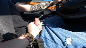His Cum Shot While Driving, Nice And Hot!