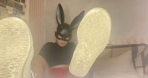 Taking off my shoes and socks after a long run