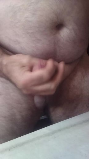 Handsome Mature Chubby with Big Fat Cock Masturbating with His Very Hard Cock Until He Cums a Lot