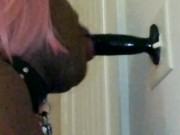 Kyla Throatz sucking dildo