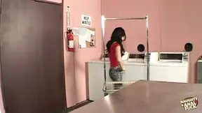 Hot Latina gets filled with hot cum at the laundromat
