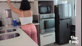 Sexy roommate gang-bangs me vigorously on kitchen counter - Thepaug