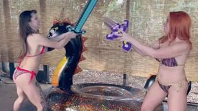 Slaying the INFLATABLE DRAGON - Sunnie Soleil & Dakota Quinn HIDEF