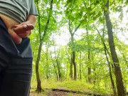 Big dick cums four times in a row in public forest