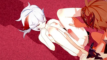 Genshin Impact Yaoi 3D - Kazuha x Tartaglia Misionary with a big dick & creampie in his ass - Japanese Asian Manga Anime Game Porn
