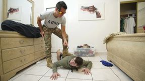 Dominative Army Guy Ryan Pitt Deep-Faceholes His Tied Up Step Brother Michael Boston - BrotherCrush