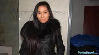 Hot Thai beauty gets fucked hard in a gas station toilet