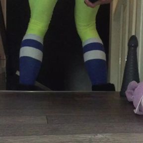 Riding my big dildo&#039;s in lycra gear and Nike Sneakers