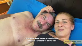Verbal Daddy dominates petite blonde chick