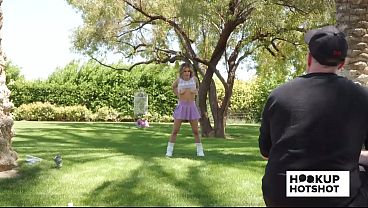 BTS - Petite Jesse Pony Gets Her Tits Out During A Photoshoot!