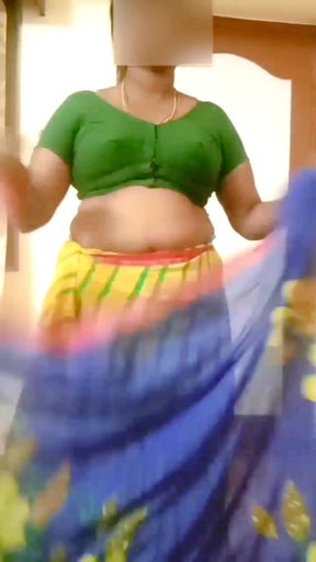 Desi Indian Tamil BBW Wife Nude Tease Big Boobs Ass Hairy Pussy Saree Wearing! Renuraj