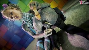 TRANS heavily tattooed sisy gets ANAL FISTED from domina - FEMDOM, dick bondage, toys (goth, punk, alt porn)