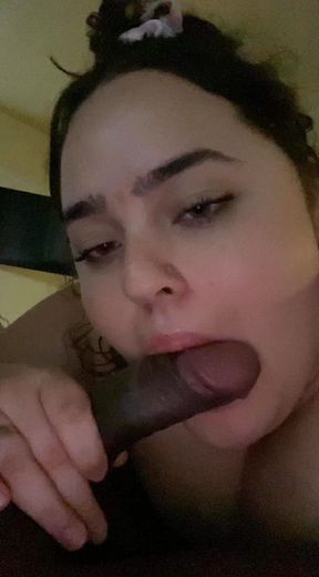 BBW Gives Sloppy Slow Head Until She Milks Him Dry and Swallows