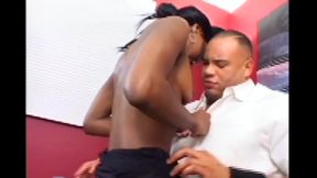 Perfect ebony babe gets fucked by huge cock