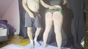 Daddy's hard spanking made me squirt all over the bed till my pussy dripped