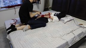Black Ankle Socks and Bare Feet Versus White Ankle Socks, Along with Gags and Rope Restraints.