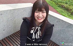 Very sexy chubby amateur Japanese girl Madoka Watanabe from Tokyo in casting couch first time porno