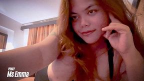 Very hot Filipina stepsister with big tits masturbates on camera