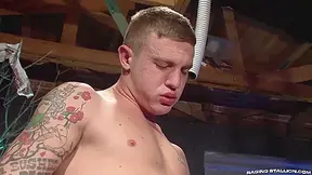 Tight Bodybuilder Enjoys Spit Wearing Boots