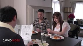 Japanese Wife with Huge Tits Gives Intense Blowjob