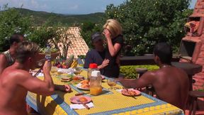 Serving waitress gangbanged by a group of rough men