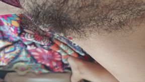 Clit Rubbing Closeup - Hairy Pussy Tease & Pulsing Orgasm