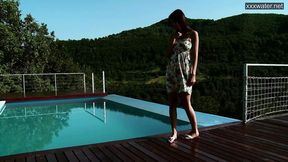 Alisa Brielle masturbates wet pussy by the pool