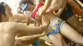 on the beach - Asian waitress wild encounter