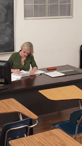 Naughty Teacher Caught Masturbating in Class