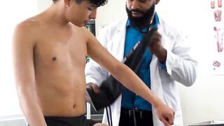 Patient Romeo Rivers gets a protein shot from doctor Shadow to solve his anal lump pr