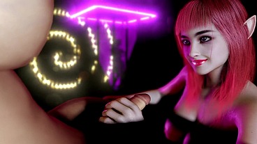 Hot Redhead Elf Sucking Dickgirl Dick in the Club