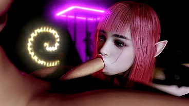 Hot Redhead Elf Sucking Dickgirl Dick in the Club