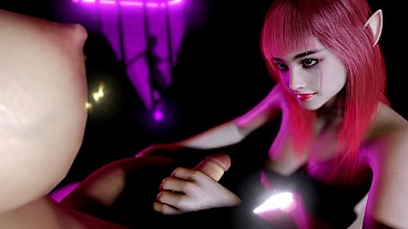 Hot Redhead Elf Sucking Dickgirl Dick in the Club