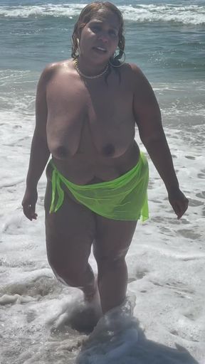 Natural Fat Ass - Thick Legs Tease - Big Tits Areolas - Thong - Wet Hair - Beach - Thong Big Booty - Latina - Puerto Rican Women