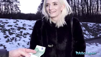 Shy blonde Italian student fucks stranger raw in hotel room