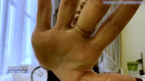 Lick it off my hand, cuckold!